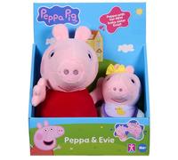 Peppa Pig Set Peluche 2 Pezzi - Peppa & Baby Evie - Peluche Super Morbidi nello Stile Classico Peppa Pig, Giocattolo dai 18 Mesi in su