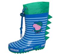 Peppa Pig - Stivali da pioggia per ragazzi George Pig con cravatta e stivali Wellington per bambini Dino Wellingtons, stivali da pioggia