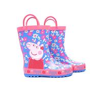 Peppa Pig Stivali Welly Wellies Flower Girl's Easy-On Rosa Blu Pioggia 24 EU