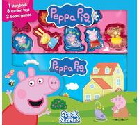 Peppa Pig Stuck on Stories - Activity Books for kids, 16-page storybook, 8 toy suction cups, 2 board games to enjoy