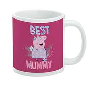 Peppa Pig - Tazza da caffè in ceramica con scritta "Best Mummy", idea regalo per caffè, tè e bevande calde, 325 ml, colore: bianco