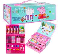 Peppa Pig Valigetta Colori per Bambini, Kit Colori per Disegnare e Dipingere, Set Pennarelli Bambini + Matite Pastelli Acquerelli, Regali Creativi Per Bambina
