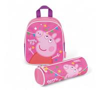 Peppa Pig, Zainetto Peppa Pig Bambina con Astuccio, Zaino Scuola, Abbinato all’Astuccio, Leggera con Cerniera, Ideale per i Primi Anni Scolastici, 24 x 10 x 20 cm