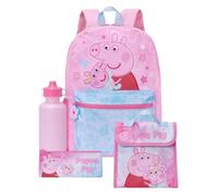Peppa Pig Zaino Scuola Bambina, Set 4 Pezzi Zainetto Ragazza, Pink One Size