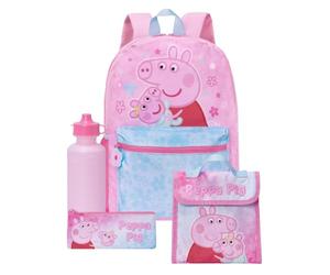 Peppa Pig Zaino Scuola Bambina, Set 4 Pezzi Zainetto Ragazza, Pink One Size