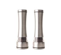 Pepper Grinder 2 Pcs - Spice Mill with Brushed Stainless Steel Adjustable Grinders Large Steel Bodies Easy Fill Brushed Stainless Steel Salt and Pepper Grinders