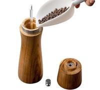 Pepper Mill - 8In Multifunctional Wood Salt and Pepper Grinder | Manual Adjustable Ceramic Rotor Mill Durable Refillable Kitchen Seasoning Tool