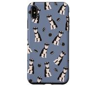 Pepper Pup - Schnauzer bianco e nero in morbido blu Custodia per iPhone XS Max