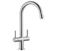 Peppermint Rubinetti da cucina a 1 foro cromato a doppia leva rubinetto da cucina con aeratore a 2 funzioni rubinetto miscelatore ad arco alto rubinetto lavello da cucina monoblocco rubinetti per