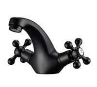 Peppermint Rubinetto miscelatore per lavabo vittoriano nero rubinetti da bagno con doppia leva a croce, rubinetti tradizionali per lavabo da bagno vintage a collo di cigno, nero opaco
