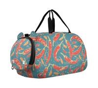 Peppers - Borsone rustico retrò con scomparto per scarpe, leggero, weekender, per la danza, per la scuola, lo sport, i viaggi, peperoni rustico retrò