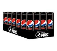 Pepsi Max - Soda Senza Zucchero Senza Calorie, Cola con Caffeina, Lattina, 24 x 0,33 l