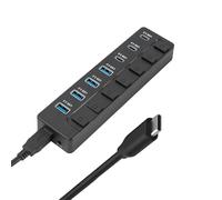 PEPWE Dock di espansione USB C Splitter a 7 porte con controllo on off adattatore di trasferimento dati veloce da 5 Gbps per accessori per computer Multi porta USB C Splitter per laptop