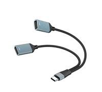 PEPWE Due hub splitter per porte USB C femmina in alluminio costruzione cavo in nylon supporta OTG ricarica e trasferimento dati ad alta velocità USB C Splitter