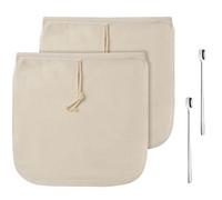 PEPWE Sacchetto di infusione freddo riutilizzabile di facile pulizia del filtro del cotone biologico del commestibile multiuso con il cucchiaio d'argento del cotone organico