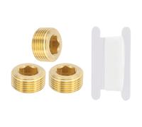 Per 1" BSP Maschio Tappo Filettato, 3Pcs Ottone Esagono Affondato