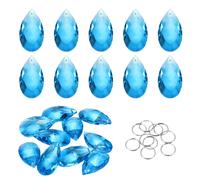 Per 10Pcs 38mm Cristallo Lacrime Lampadario Perline con Anello, Blu Lago
