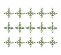 Per 15 Cristalli Strass Ciondoli Croce, Mini Perline Rame Verde