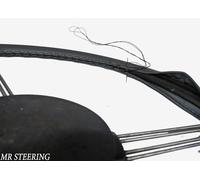 Per 1950-53 MG Td Midget Grigio Scuro Volante IN Pelle Cover Nero Cuciture