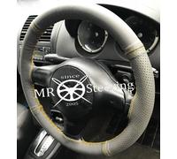 Per 1991-04 Peugeot 106 Grigio Bicolore Volante IN Pelle Cover Giallo Punto
