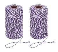 Per 2 Rotoli Cordino Cotone 2mm x 100m Colore Viola Scuro e Bianco