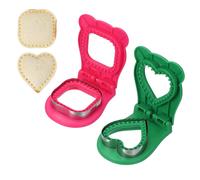 Per 2 Tagliabibite Senza Bordo, Forma Quadrato/Cuore (Rosso Rosa/Verde)