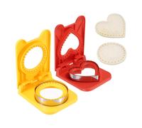 Per 2 Taglierini Senza Crosta per , Forma Cuore/Rotonda (Rosso/Giallo)