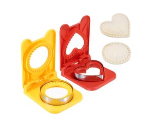 Per 2 Taglierini Senza Crosta per , Forma Cuore/Rotonda (Rosso/Giallo)