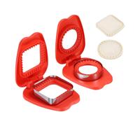 Per 2 Taglierini Senza Crosta per Sandwich, Rotondo/Quadrato Mela (Rosso)