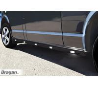 Barre Laterali + Bianco LED per Mercedes Sprinter Swb 2006- 2014 Nero Lucido