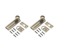 Per 2Pcs 2" Solid Brass Surface Bolt, Brushed Slide Latch Door Lock, Bronze