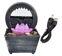 Per 3V, per USB, fontana per acqua di fiori di plastica con pietre, fontana da tavolo a LED, per la decorazione del tavolo degli uffici domestici