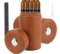Per 5-30 sigari, umidificatore per sigari, in legno di cedro, foderato, custodia per sigari da viaggio, con igrometro esterno, foderata in pelle portatile per sigari con strisce umidificate, set di