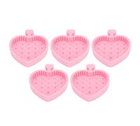 Per 5 pezzi, per la pulizia del pennello per il trucco, silicone, portatile, forma del cuore, pieghevole, per rimozione dei residui, spugna e polvere di pulizia del soffio in
