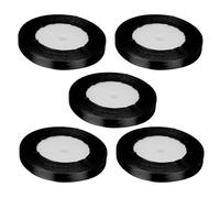 Per 5 pezzi, per nastro di raso, lungo 1 cm di lunghezza 22 m, per decorazioni per matrimoni, imballaggi, cottura della torta, scatola di caramelle (39# nero)