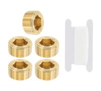 Per 5Pcs Tappo Filettato Maschio 3/4\" NPT Ottone Esagonale Affondato