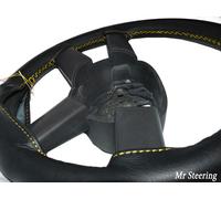 Per 90-03 VW Caravelle T4 Vera Volante IN Pelle Nera Cover Giallo Punto