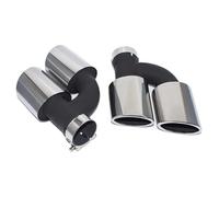 Per A4 A5 A6 A7 Fino A S4 S5 S6 S7 2 Pz/set Dual Out In Acciaio Inox Auto Tubo Di Scarico Posteriore Marmitta Punta 60mm Ugello(Argento)