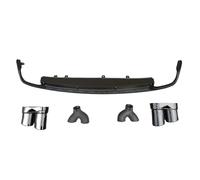 Per A6 S6 SLINE C8 2019 2020 2021 ABS PARAURTI POSTERIORE BAULE SPOILER DIFFUSORE Con Terminali Di Scarico Spoiler Alettone(Silver exhaust pipe)