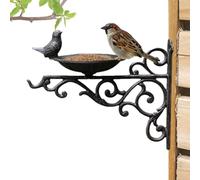 per acqua per uccelli - bagno per uccelli in ghisa, mangiatoia per uccelli decorativa | Ornamenti da giardino in ghisa, supporto per cestino per acqua con bicchieri di farina di noci con