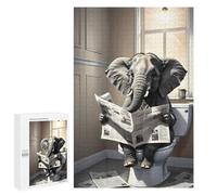 Per Adulti 1000 PCS Puzzle Elephant Reading Newspaper in Bathroom-1 Puzzle Giochi Rilassanti Decorazione Perfetta Regali Unici Per Compleanno E Natale 1000 PCS