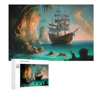 Per Adulti 1000 PCS Puzzle Pirate Ship on Tropical Island Puzzle Giochi Rilassanti Decorazione Perfetta Regali Unici Per Compleanno E Natale 1000 PCS