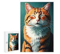 Per Adulti 1000 PCS Puzzle Smiling Orange Tabby Cat Puzzle Per Adulti Antistress Giocattoli Difficili Divertenti Attività A Casa 1000 PCS
