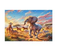 Per Adulti 1000 Puzzle African Animals Jigsaw Puzzles in Legno Divertenti Giochi (75×50cm)