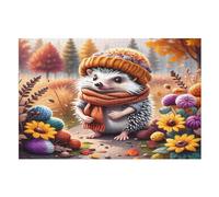 Per Adulti 1000 Puzzle Cute Hedgehog Jigsaw Puzzles in Legno Divertenti Giochi （75×50cm）