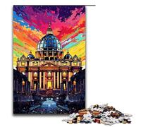 per adulti 1000 puzzle psichedelici colorati nella Città del Vaticano per regali di Natale in legno 75x50cm