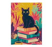 Per Adulti 1000pcs(52x38cm) Puzzle Black Cat on Stack of Books Puzzle Per Adulti Giochi Rilassanti Decorazione Perfetta Attività Divertenti A Casa 1000pcs(52x38cm)