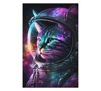 Per Adulti 1000pcs(75x50cm) Puzzle Cosmic Cat Astronaut Helmet Puzzle Per Adulti Gioco Rompicapo Modello Di Assemblaggio Ideale Come Regalo 1000pcs(75x50cm)
