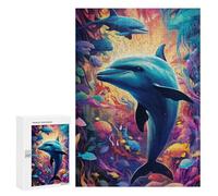 Per Adulti 300 PCS Puzzle Colorful Underwater Dolphins Puzzle Giochi Rilassanti Decorazione Perfetta Regali Unici Per Compleanno E Natale 300 PCS