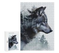 Per Adulti 300 PCS Puzzle Double Exposure Wolf Puzzle Giochi Rilassanti Decorazione Perfetta Regali Unici Per Compleanno E Natale 300 PCS